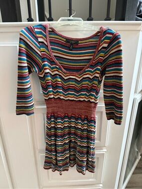 Jessica Simpson Multicolor Striped Scoop-Neck Knit Dress